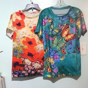 Set of 2 Amazon, Medium, Green and Yellow Shirts